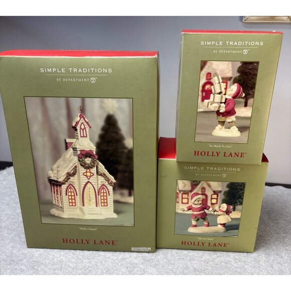 Department 56 Simple Traditions Holly Lane Christmas Figurine Set - Picture 13 of 14